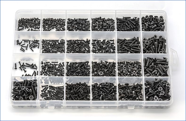 AXK 720pcs Countersunk Flat Head Phillips Small Mini Screw Set M1.4 M1.7 M2 M2.5 M3 Carbon Steel Computer Notebook Laptop Screws Kit - Image 2